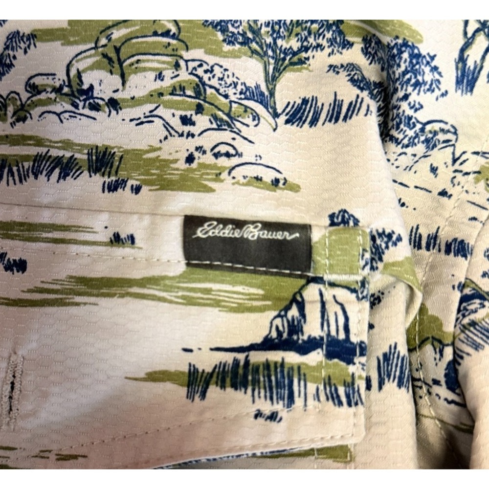 Eddie Bauer Shirt Men XL White Landscape Nature Graphic Mesh Back Hiking Camp - Picture 10 of 14